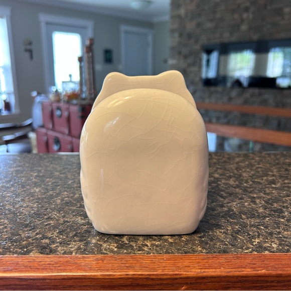 Vintage‎ Stokes ceramic owl napkin holder white glaze crazing - Picture 3 of 9